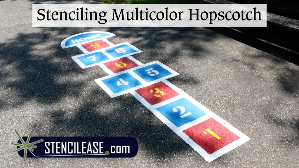 Stenciling a Multicolor Hopscotch